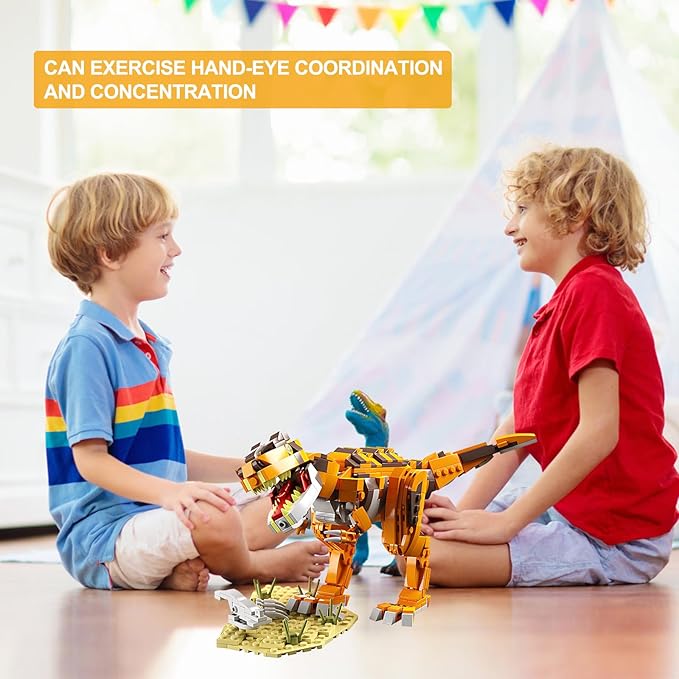 Jurassic Dinosaur Blocks Toys Set Compatible with Lego,656 Pcs Dinosaur Park World Toys for Age 7 8 9 10 11 12 13 14 Years,Giganotosaurus Toy for 7-9 Year Old Boy Christmas Birthday