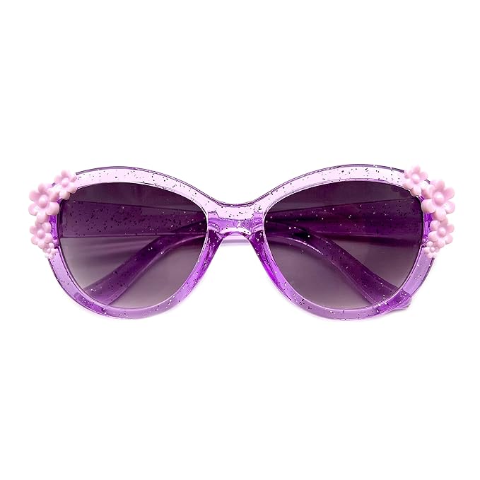 XINB LOOK Kids Sunglasses Girls, Cute Flower Frame Cartoon UV Glasses, Toddler Sunglasses Party Favor for Ages 3-10 (Purple)