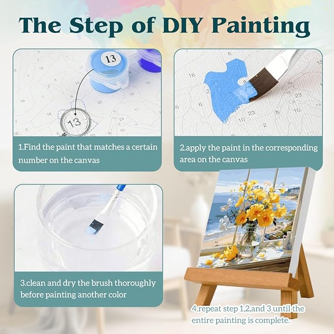 Custom Paint by Numbers for Adults from Your Photo - Personalized DIY Painting by Numbers Kit on Unframed Stretched Canvas for Beginners, Includes Brushes & Acrylic Paints - Unique Gift (16x24 Inch)