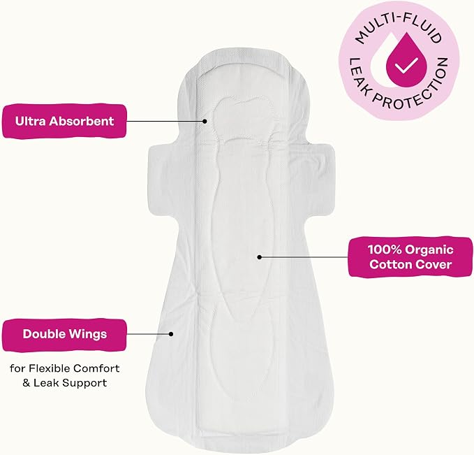 Honey Pot - Perimenopause All Day All Night Pads for Women - 100% Organic Cotton Top Sheet - Feminine Care - Multi-Fluid Absorbency - Harmonizing Herbs of Black Cohosh, Clary Sage, & Red Clover - 44ct