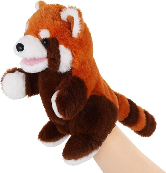 Animal Hand Puppets 11 Inch Sea Turtle Plush Dinosaur Animals Hand Puppet Toys Role-Play Toy Puppets for Kids Storytelling Imaginative Pretend Play Teaching Preschool(Red Panda)