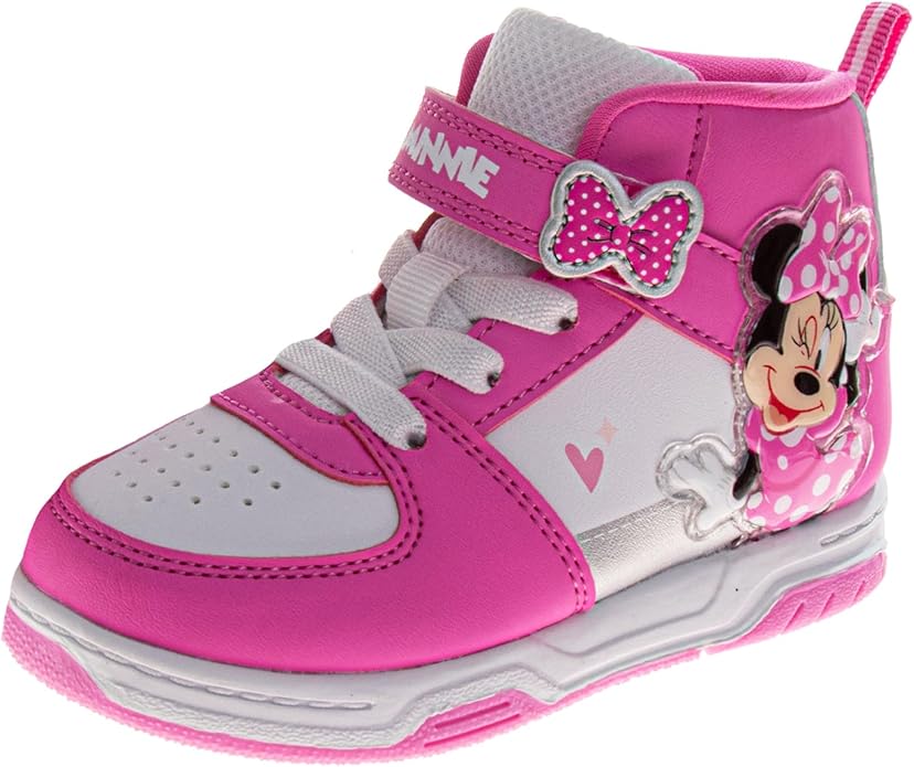 Josmo Girls High Top Sneakers Minnie Mouse Frozen Elsa Anna Paw Patrol Skye Lilo & Stitch Moana Character Shoes for Girls Size Toddler to Little Kid