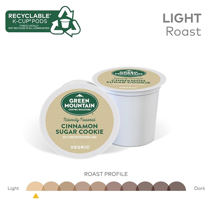 Green Mountain Coffee Roasters Cinnamon Sugar Cookie Coffee, Keurig Single Serve K-Cup Pods, 72 Count