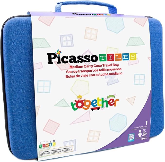 PicassoTiles Toy Carry Case Storage Box Organizer Portable Travel Bag in Water Resistant Oxford Cloth for Kids Magnetic Tiles STEM Construction Block Sets Accessories Character Action Figures PTA101