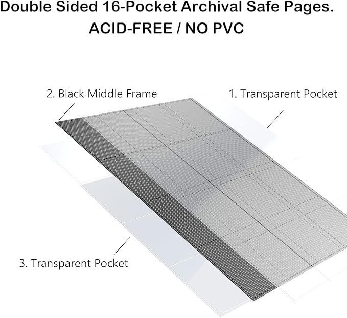 Premium 16-Pocket 1000 Card Binder, Ringless Trading Card Album Folder - Side Loading Black Page Pocket Binder for TCG -Forest Green