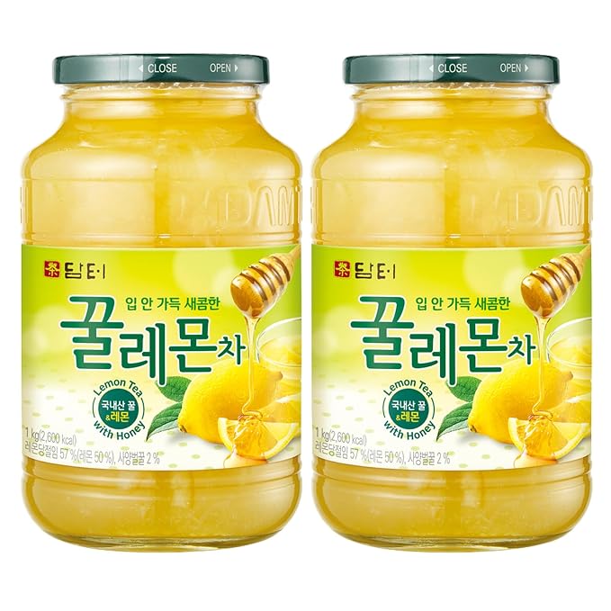 Damtuh Korean Honey Lemon Tea Preserves – Natural Sweetness, No Artificial Ingredients, Perfect for Hot or Iced Beverages, Jams, or Salad Dressings – 2.2lb, 1000g (Pack of 2)