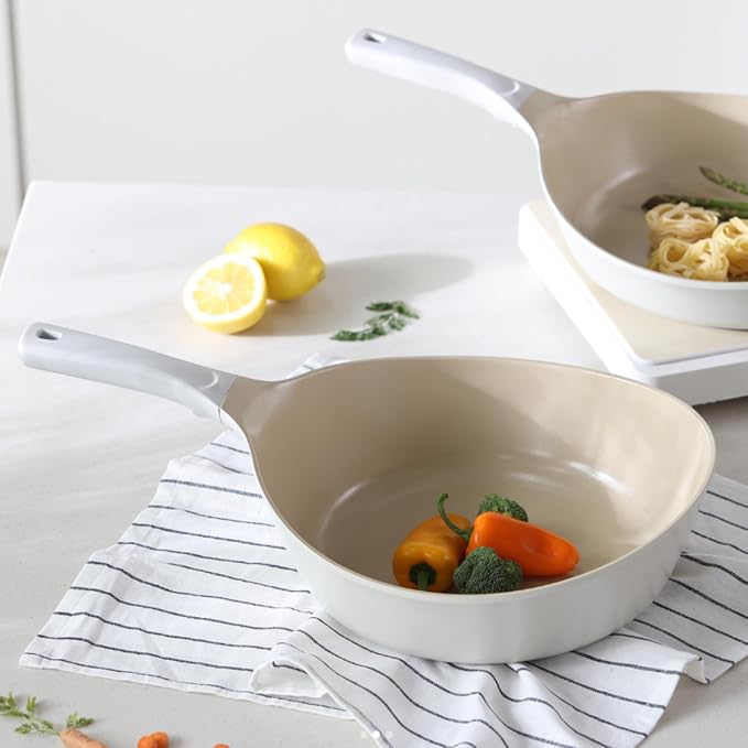Neoflam Vulcan Ivory 11" Nonstick Frying Pan with Ergonomic Handle, Cast Aluminum, Lightweight Ceramic Coated Skillet for Omelets, Stir Fry, PFAS PFOA Free, Induction Ready, Made in Korea