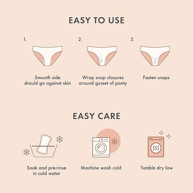 Rael Reusable Panty Liners Menstrual, Organic Cotton Cover (5 Count, Brown) | Cloth Pantyliner for Women, Washable, Soft and Thin, Leak-Resistant Design, Washing Machine Safe, Period Essential