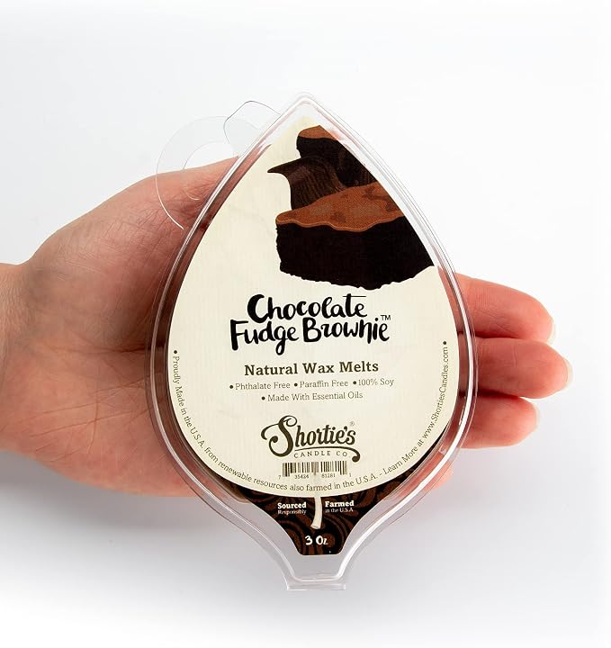 Shortie's Candle Company Chocolate Fudge Brownie Natural Soy Wax Melts - 1 Highly Scented 3 Oz. Bar - Made with 100% Soy and Essential Fragrance Oils - Phthalate & Paraffin Free, Vegan, Non-Toxic