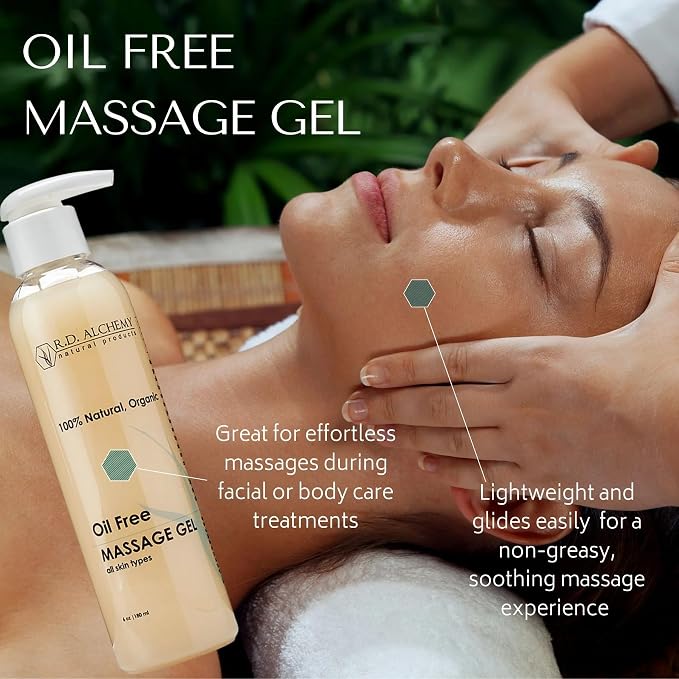 RD Alchemy - 100% Natural & Organic, Oil Free Facial Massage Gel - Non-Greasy and Absorbs Quickly! - Ideal for Estheticians and at-Home Facials that Can't Use Oil.