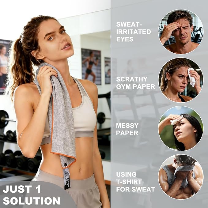 Microfiber Gym Towels 8 Pack, Quick Dry Silver ION Odor-Free Sweat Towel for Gym Men & Women Super Absorbent Fast Drying for Workout, Yoga, Running, Hiking, Travel（Forest Color,16x31.5Inch ）