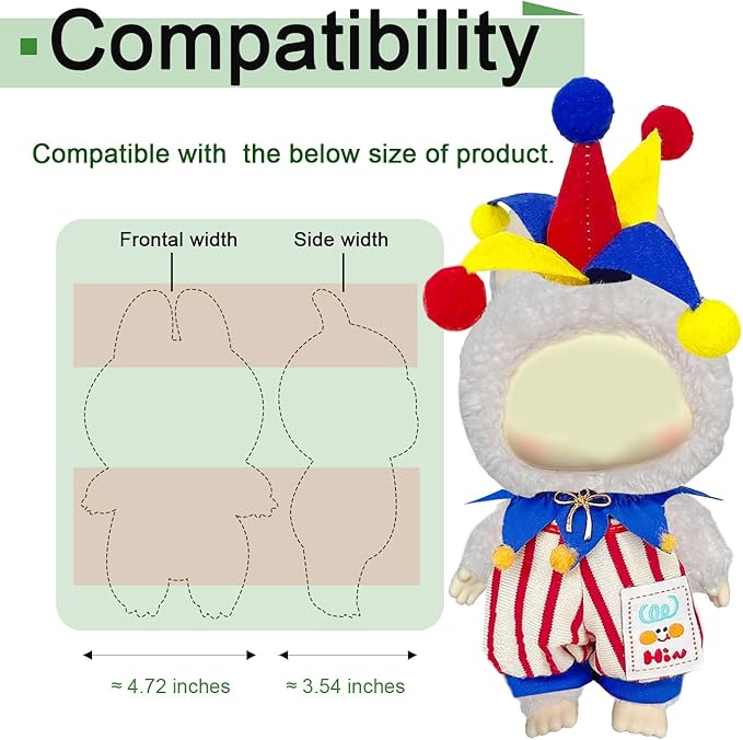Clown Clothes for Labubu, Outfits for Labubu Clothes Collection, Funny Jester Outfit Fits 15-17cm Dolls, Whimsical Photo Prop
