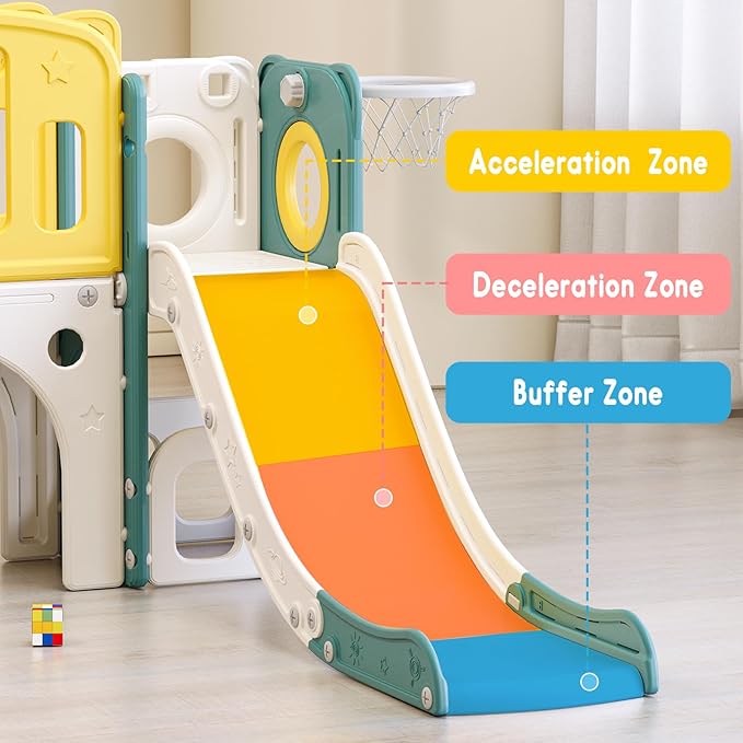 MOCUTEEN 8 in 1 Toddler Slide,Baby Playset for Indoor Outdoor Playground with Basketball Hoop,Storage and Telescope,Climbing Toys for Toddler Playground Playset