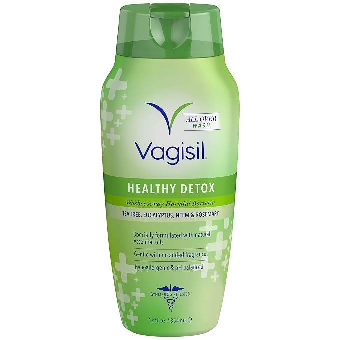 Vagisil Feminine Wash and Wipes Bundle - Healthy Detox Daily Intimate Wash, 12 Fl Oz and 20 All-Over Cleaning Wipes