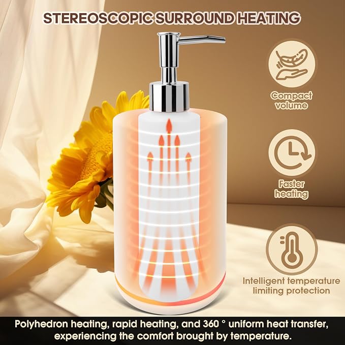 Oil Warmer for Massage, Massage Oil Warmer, Body Oils Heater for Spa, Salon and Barber Shops, with Two Oil Bottle Dispenser, Constant Temperature (White)