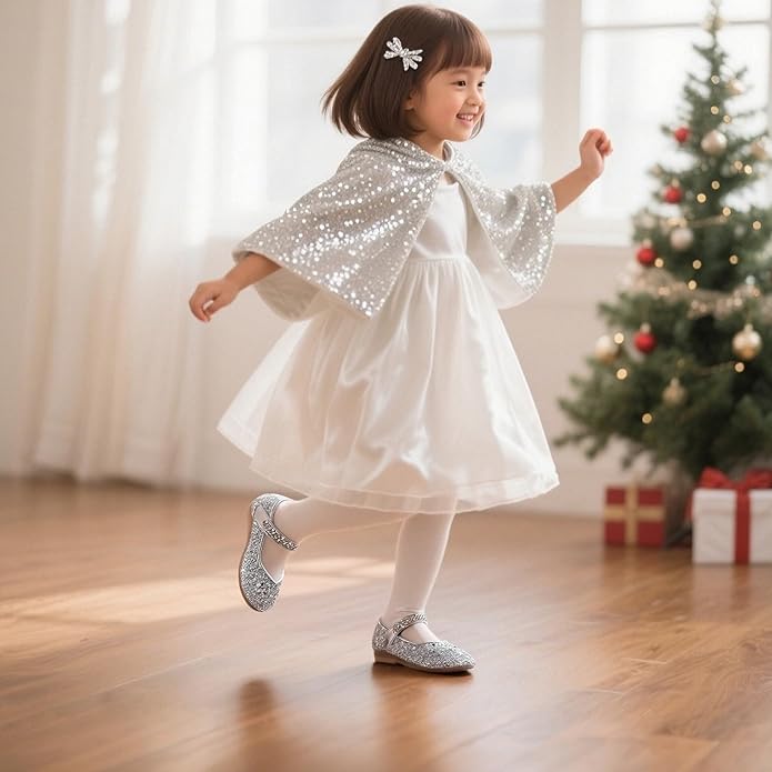 THEE BRON Mary Jane Ballet Flats - Girls' Dress Shoes with Hook & Loop Closure