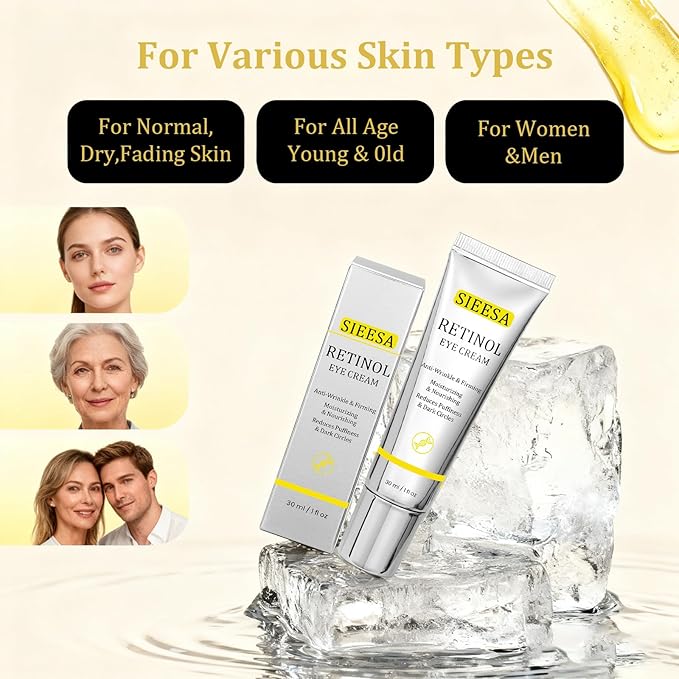 Retinol Under Eye Cream,Vitamin E & Niacinamide – Reduces Appearance of Wrinkles & Dark Circles&Puffiness, Anti-Aging Eye Cream for Fine Lines,Daily & Night Use,Men & Women (1 fl.oz)