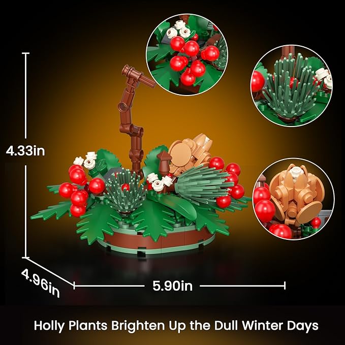 JAKI Northern Cardinal Building Kit, Red Bird with Holly Plant Botanical Collection Building Toys, Relaxing Build for Nature Lovers, Home Décor for Adults Kids