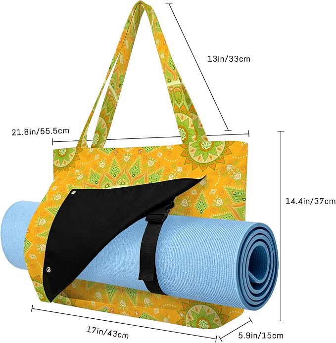 Mandala Yoga Mat Bag Large Yoga Bags and Carrier Fits All Your Stuff Yoga Tote Bags with Zipper Pocket Pilates Bag
