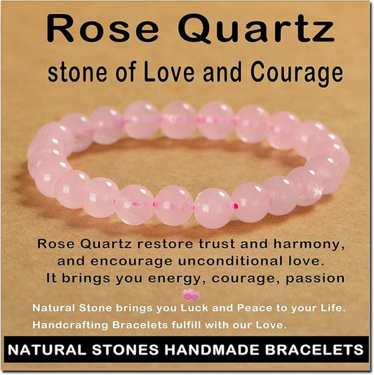 AD Beads Handmade Gemstone Stretch Elastic Bracelet Crystal Healing Reiki Nature's Beauty and Spiritual Essence Unisex