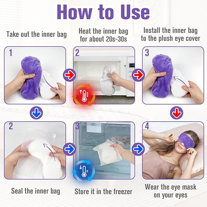 BeHoomi Heated Eye Mask, Weighted Sleep Mask Warm Compress for Eyes, Cooling Eye Mask for Sleeping, Reusable Eye Masks for Home, Office, Hot and Cold for Eye Relaxation, Mothers Day Gifts (Purple)