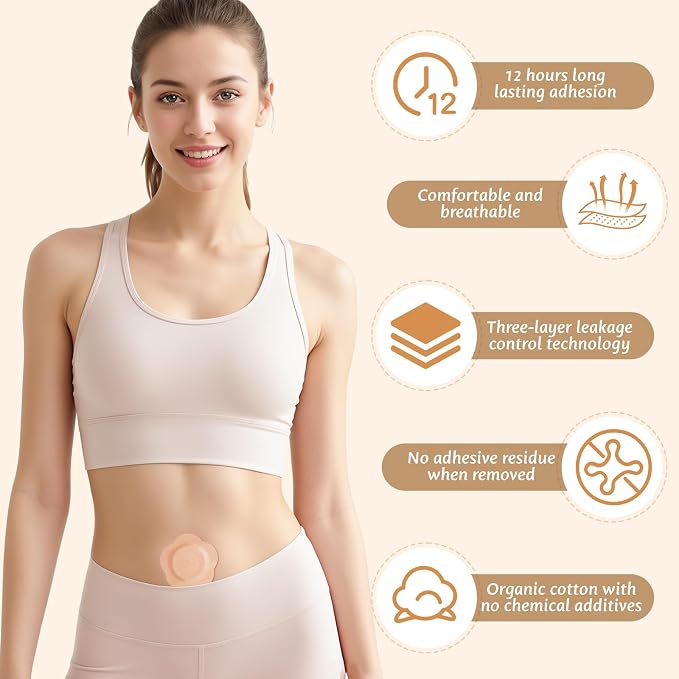 100PCS Castor Oil Patches, Disposable Self-Adhesive Pack Wraps, Organic Cotton Leak-Proof Belly Button Patch, Breathable & Skin-Friendly for Waist, Back, Neck - No Wash Needed