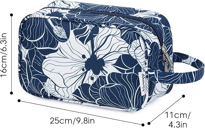 Narwey Travel Toiletry Bag for Women Traveling Dopp Kit Makeup Bag Organizer for Toiletries Accessories Cosmetics (Blue Lotus)
