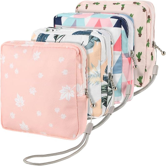 4Pcs Sanitary Napkin Storage Bag, Small Menstrual Period Bag Period Pouch Waterproof ,Tampon Organizer Pouch Tampon Pad Holder for Purse, Pad Bag Feminine Care First Period for Teen Girls School