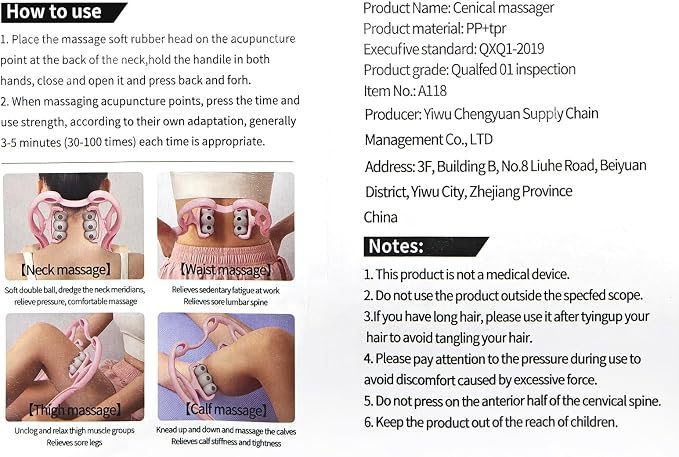 Neck Roller Massager-Neck Massage Tool for Pain Relief Deep Tissue,Ergonomic Handle Design,Lightweight & Portable,Perfect for Super Small One to Use Anytime, Anywhere