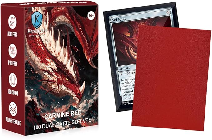 Carmine Red Dual Matte Card Sleeves, Katomula Card Sleeves for MTG, Standard Card Sleeve for PKM, Flesh & Blood