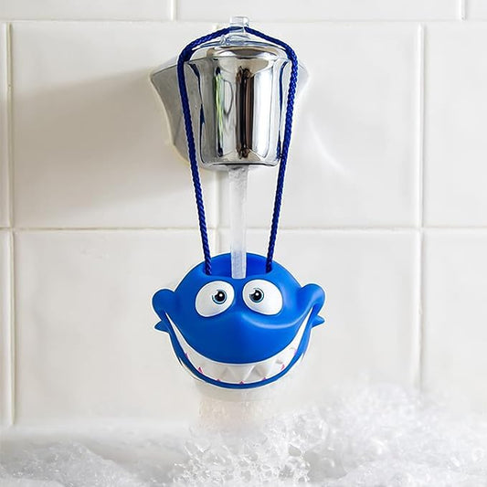 Suddy Buddy® Bubble Maker for Bathtub | Fun Kid Bubble Bath Toys | Bath Bubbler for Boys & Girls Ages 3+ | Includes 1 Foam Dispenser, 1 Trading Card & 3 Super-Bubble Drops | Sammy Shark