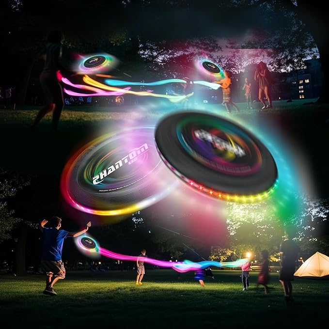 Flying Disc with Million LED Colors Total 41 LEDs Powered, 35 Brilliant LED at Edge 13 Lighting Modes Waterproof Flying Ring, Camping for Kids Teens Aduits for Kids, Perfect Ages 6+