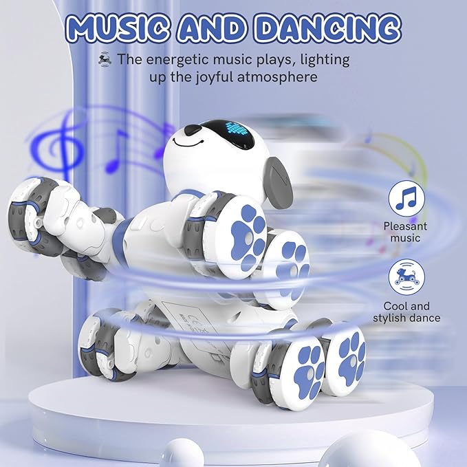 8WD Stunt RC Car Robot Dog Toys, 2.4GHz Remote Control Car Dog Toys with LED Eyes, Smart Interactive Programmable Robot Gift for Kids Age 3 4 5 6 7 8 Year Old