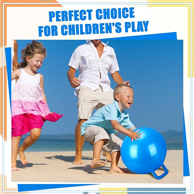Kids Bouncy Hopper Ball with Handle Jumping Hopping Exercise Balls for Toddlers Boys Girls Indoor Outdoors Sports School Games Exercise Gifts(18 Inch,Blue)