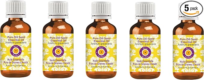 Deve Herbes Pure Dill Seed Essential Oil (Anethum graveolens) Steam Distilled (Pack of Five) 100ml X 5 (16.9 oz)