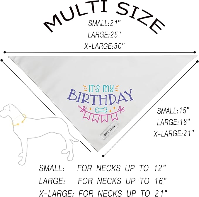 Realeaf Birthday Dog Bandanas 2 Pack (White, Small)