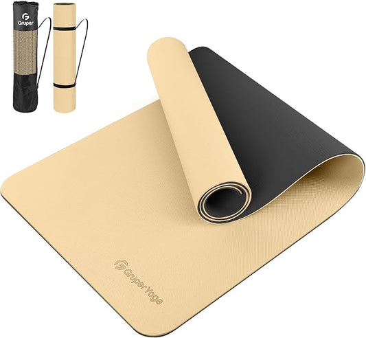Gruper Yoga Mat Non Slip, 72"L x 24"W x 0.24"/0.32"TH, Anti-Tear Exercise Mat with Carrying Strap and Bag, Pro TPE Yoga Mats for Women, Workout Mats for Home, Pilates and Floor Exercises