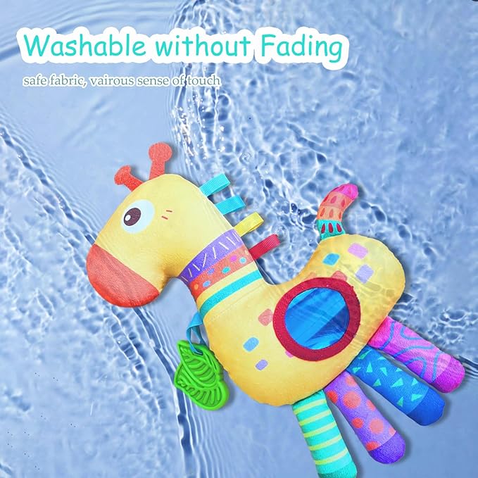 Baby Hanging Toys, Plush Animal Stuffed Sensory Toys for Carseat Stroller Car Seat Crib Play Gym, Baby Toys for 0 3 6 9 12 Months, Baby Boys and Girls Gift (Giraffe)