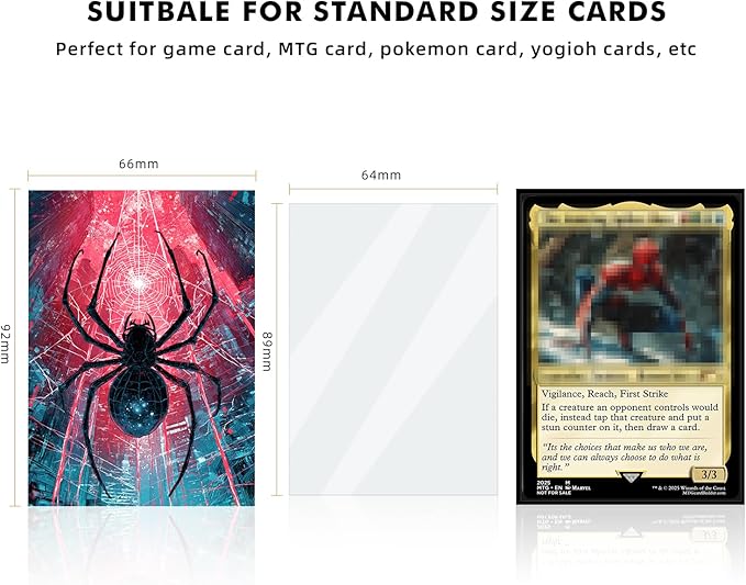 100 MTG Card Sleeves with 100 Inner Sleeve, Textured Back Art Sleeves, Fit Standard Size Cards- Spider