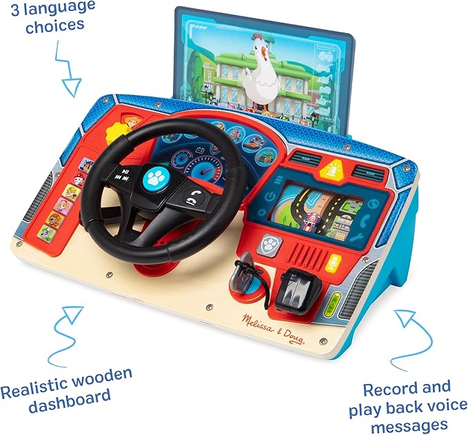 Melissa & Doug PAW Patrol Rescue Mission Wooden Dashboard Kids Activity Board, Toddler Sensory Toys, Pretend Play Driving Toy, PAW Patrol Toys for Kids Ages 3+