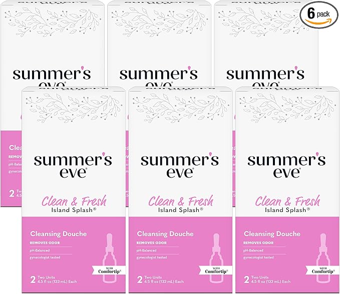 Summer's Eve Douche for Women, Island Splash, Gentle pH-Balanced Formula Helps Reduce Vaginal Odor, 2 Bottles 4.5 Oz Each, Pack of 6
