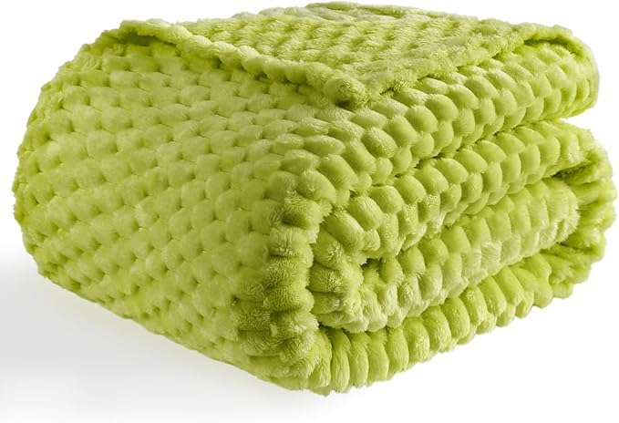 Bnuitland Flannel Throw Blanket, 300 GSM Fleece Cozy Warm Soft Home Decor Lightweight Bed Sofa Blanket for Adults, Suitable for All Seasons(Fruit Green,50X71 inches with Pillow Cover)