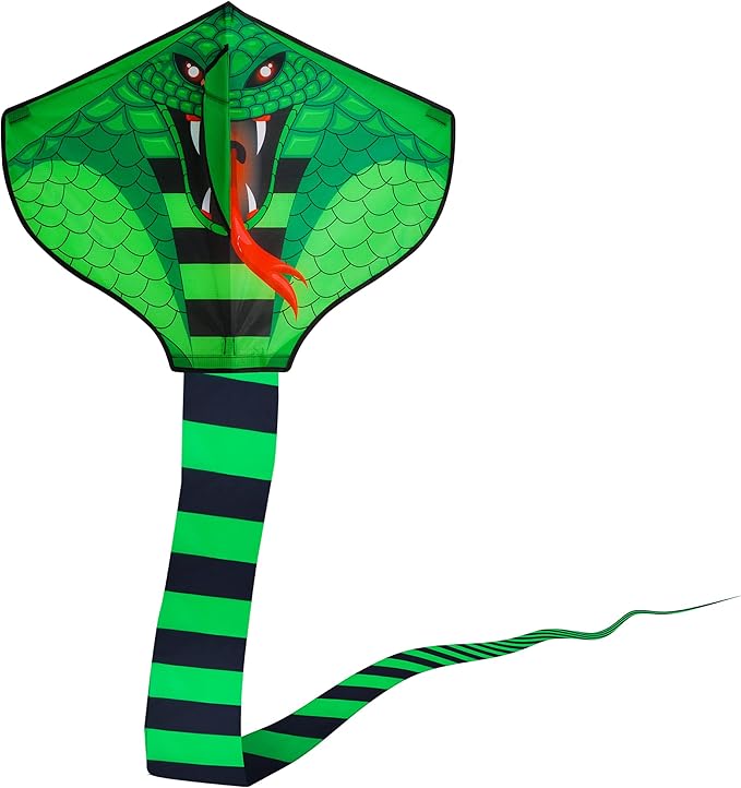 4 Pack Kites - Large Fire Dragon Kite Green Snake Devil Fish Red Mollusc Octopus with Long Colorful Tail for Kids Adults Beach Toy Gifts Outdoor Game Activities