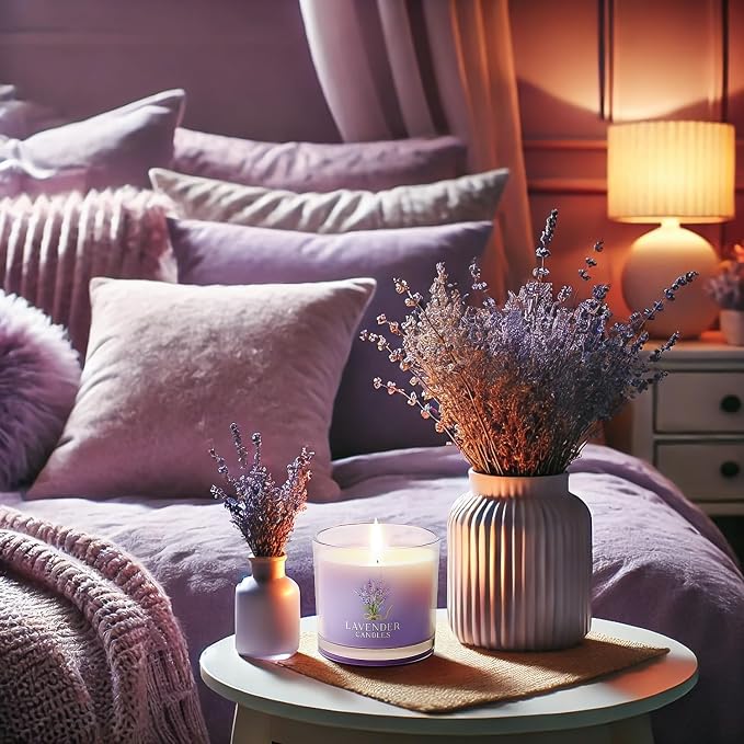 CHILLFLAME Lavender Candle, Scented Candles Gift Set for Stress Relief, 6 Candles for Women and Men, Birthday Candle Gifts for Women, Candles Gifts for Women (Purple, 14 oz)