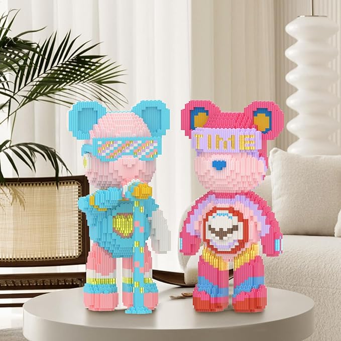 Bear Building Blocks with Organizer Bins (6000PCS), Fluorescent Bricks & Stroage Drawer, Gift for Adults & Kids, Ideal for Home & Office Decor, QR Code User Manual, 8890