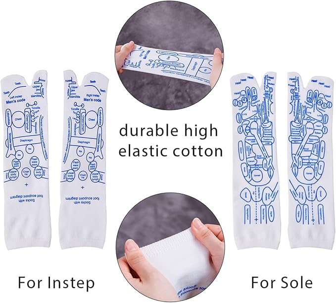 Broman Reflexology Socks with Acupressure Pen with Gua Sha End,Foot Pain Relief Remedy,Men's Size