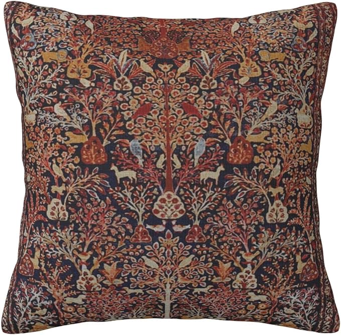 Persian Vintage Antique Carpet Nature Fine Art Pillow Covers Decorative Square Throw Pillowcase 18x18 Inch Couch Cushion Cover for Home Decor Living Room Bedroom College Dorm Bed Car Sofa