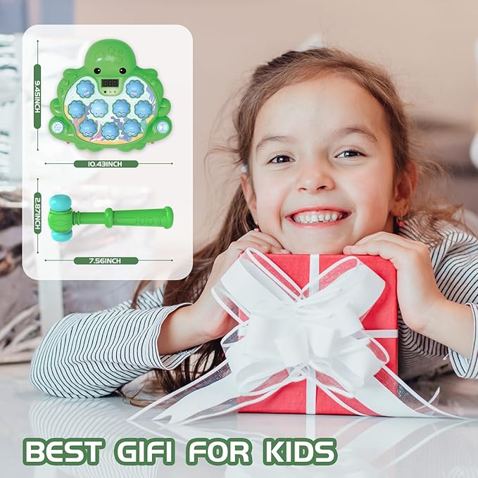 Octopus Vitality Strike Game, Educational Musical Whack-A-Mole Toy with 2 Game Modes, Digital Score Display, Ages 2+ (Green)