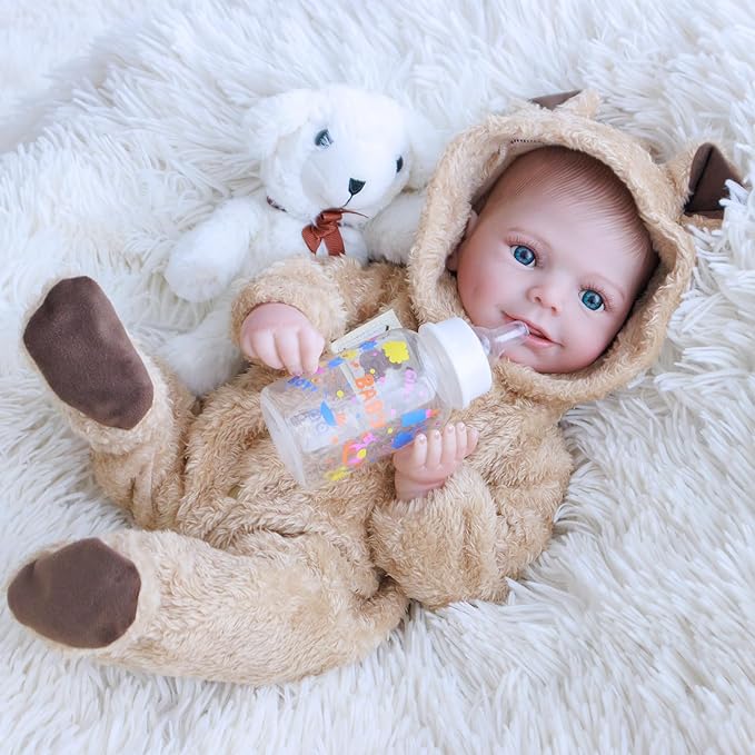 Realistic Reborn Baby Dolls - 18 Inch Lifelike Newborn Baby Doll Girl Real Life Baby Dolls Soft Full Silicone Body Gift Toy for Kids Age 3+