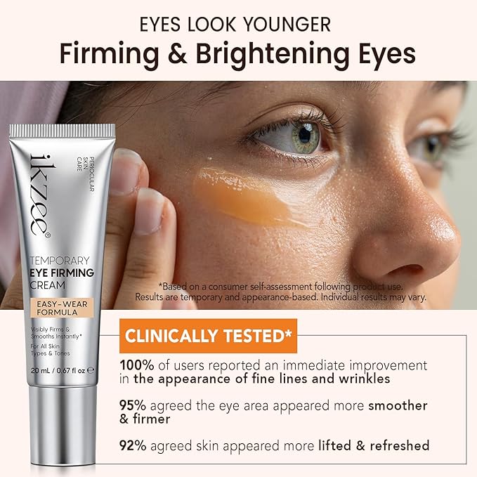 ISUNRISE Instant Eye Tightener Cream with Brush, Temporary Eye Tightener Cream Reduces Eye Bags & Puffiness, Wrinkles & Fine Lines, Lightweight Gentle Skin Care for All Skin Types